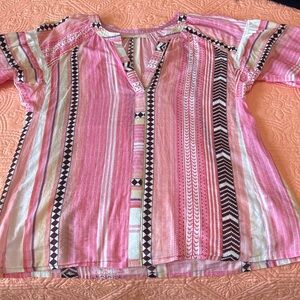 Chic Pink Striped Women's Blouse